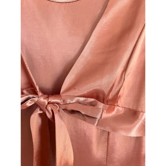 Vintage 90s Y2K Just Choon Peach Copper Satin Dress 7 Maxi Midi Vamp Vixen Shiny - Picture 10 of 16